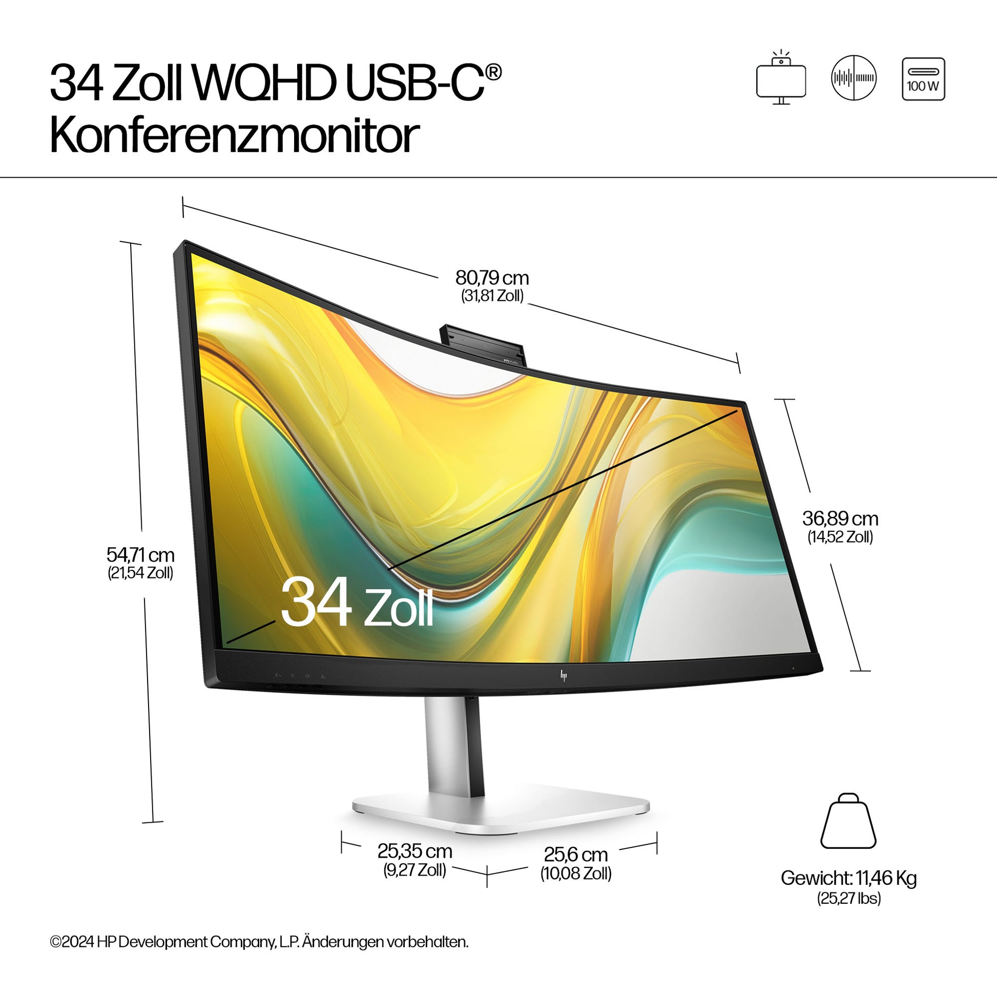 HP Series 5 Pro 534pm – Monitor, 34" WQHD, USB-C