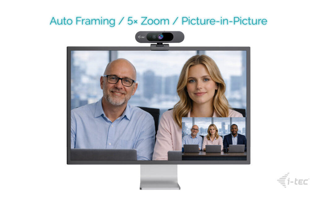 i-tec SOLOMON PRO 900 Webcam – 4K Ultra HD, 30 fps, Autofokus, USB-C, Sichtschutz – Schwarz