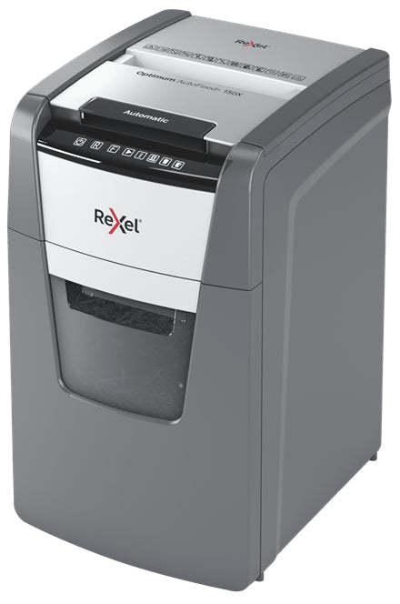 Rexel Optimum AutoFeed+ 150X A – Kreuzschnitt 4 × 28 mm, automatische Papierzufuhr 150 Blatt