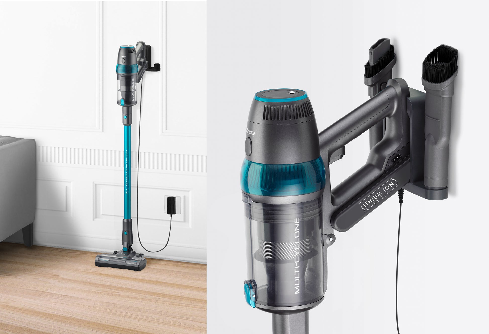 Trisa Akkustaubsauger Quick Clean Professional T9621, 2-in-1 – 80 Min, 600 W, 0,30 l
