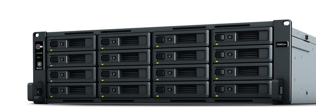 Synology RS4021xs+ – 16-Bay Rack 3U NAS – Intel Xeon D-1541, 16 GB RAM, 10GbE, redundantes Netzteil