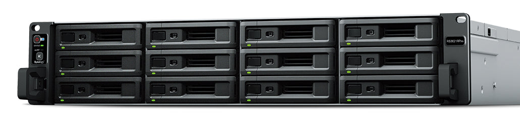 Synology RS3621RPxs – 12-Bay Rack 2U NAS – Intel Xeon D-1531, 8 GB RAM, redundantes Netzteil