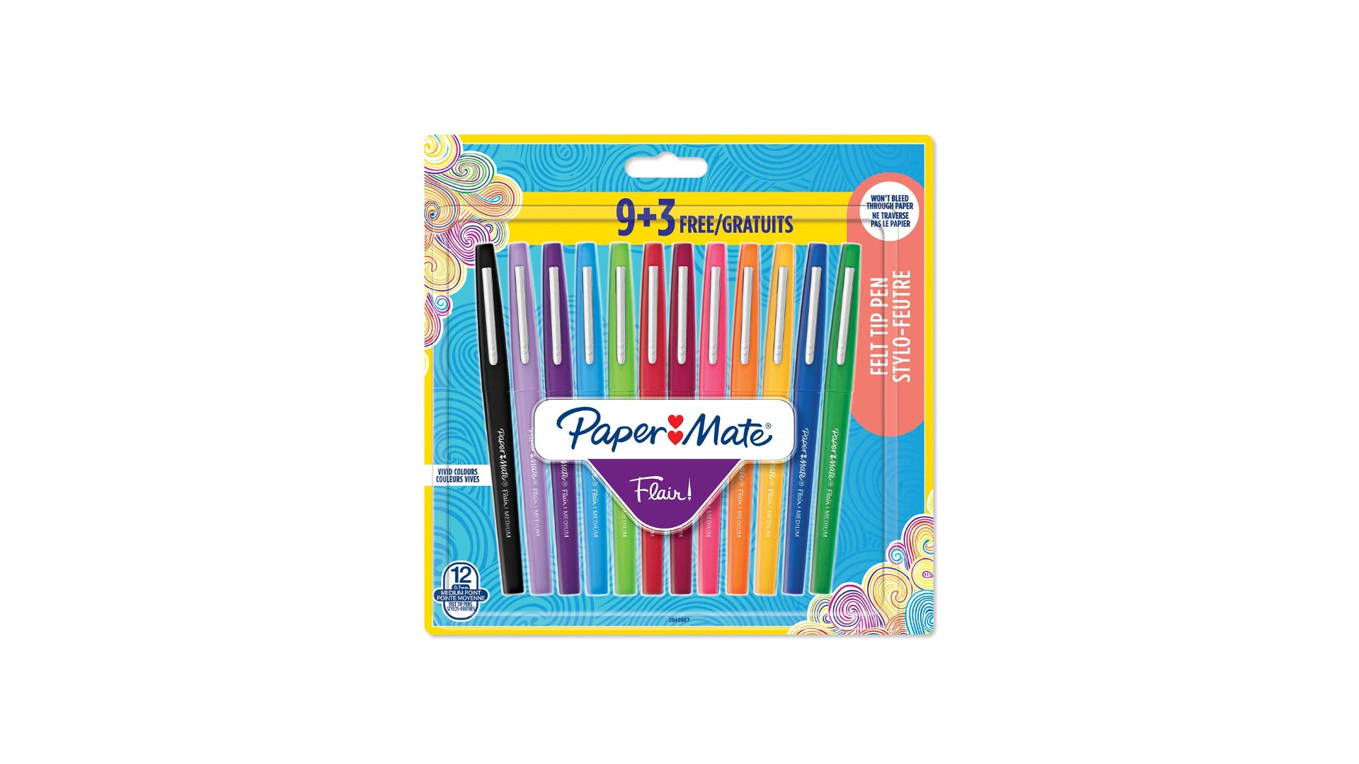 Papermate Flair Fineliner Set – 12 Stk., 0,7 mm, 12 Farben, lichtbeständig