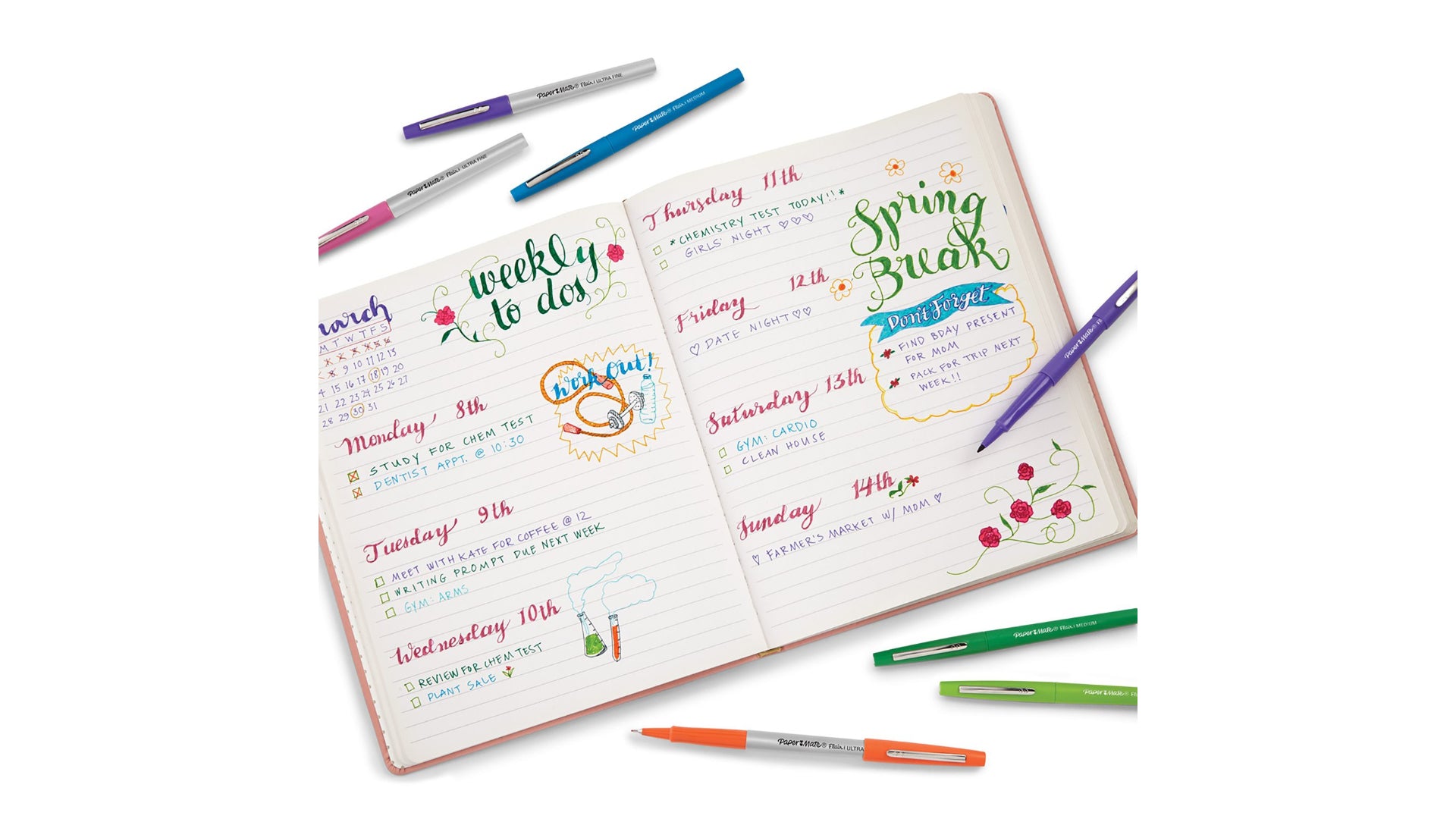 Papermate Paper Mate Flair Brush Pen Set – 16 Stk., 0,7 mm, 16 Farben, lichtbeständig