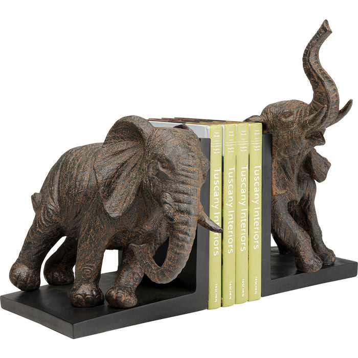 KARE Design Elefanten Buchstütze 2 Stück – Polyresin – Braun – 310×250×210 mm