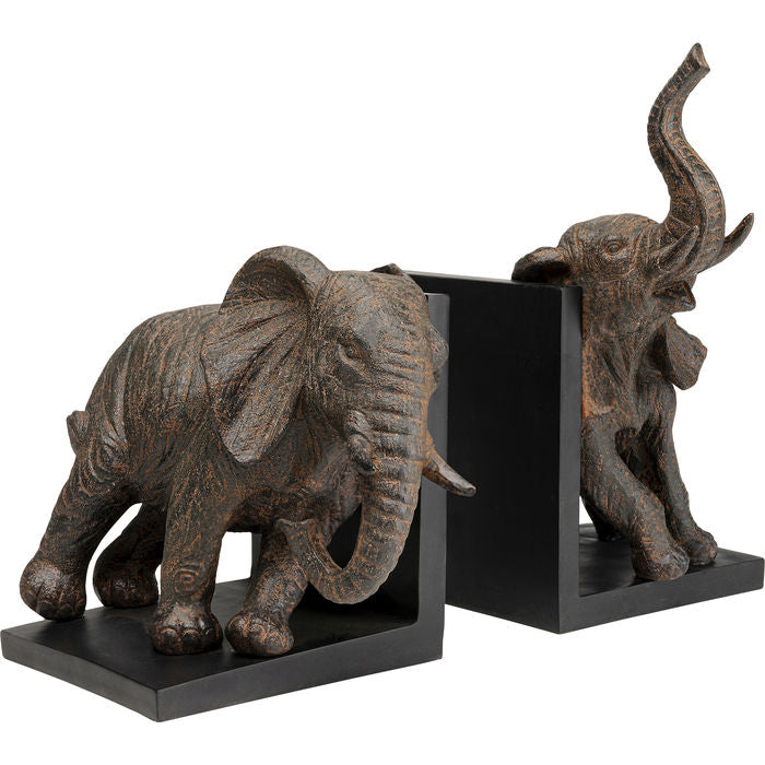 KARE Design Elefanten Buchstütze 2 Stück – Polyresin – Braun – 310×250×210 mm