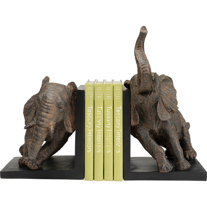 KARE Design Elefanten Buchstütze 2 Stück – Polyresin – Braun – 310×250×210 mm