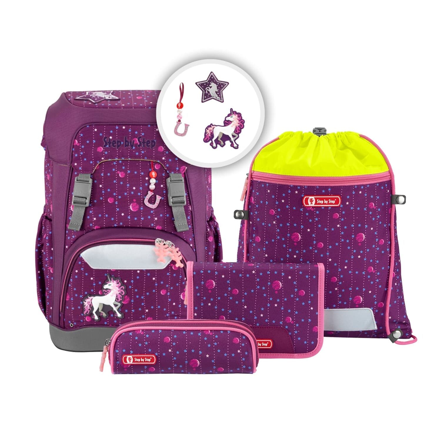 Step by Step Schulrucksack Giant – 5-teilig – Dreamy Unicorn Nuala – Recycelte Materialien