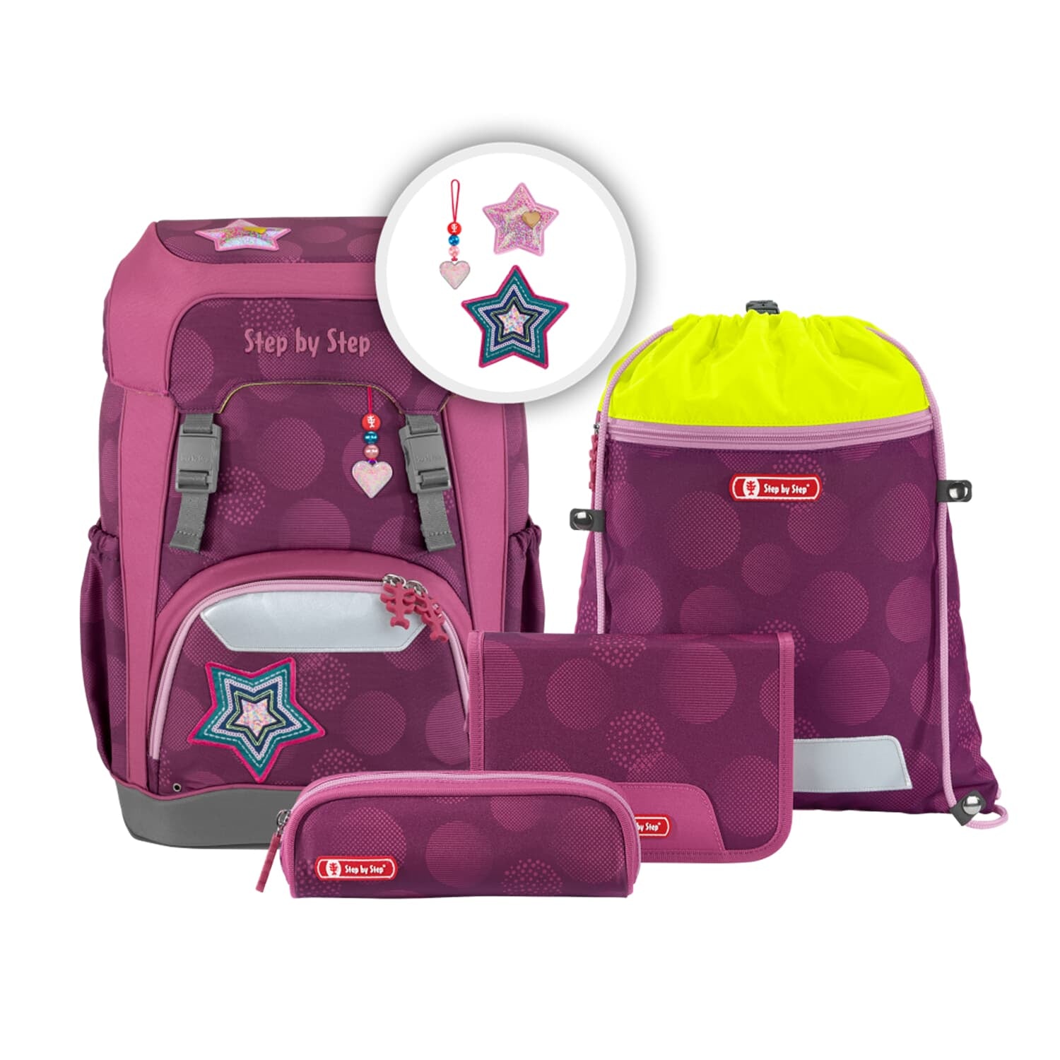 Step by Step Schulrucksack-Set GIANT – 5-teilig – Glamour Star Astra