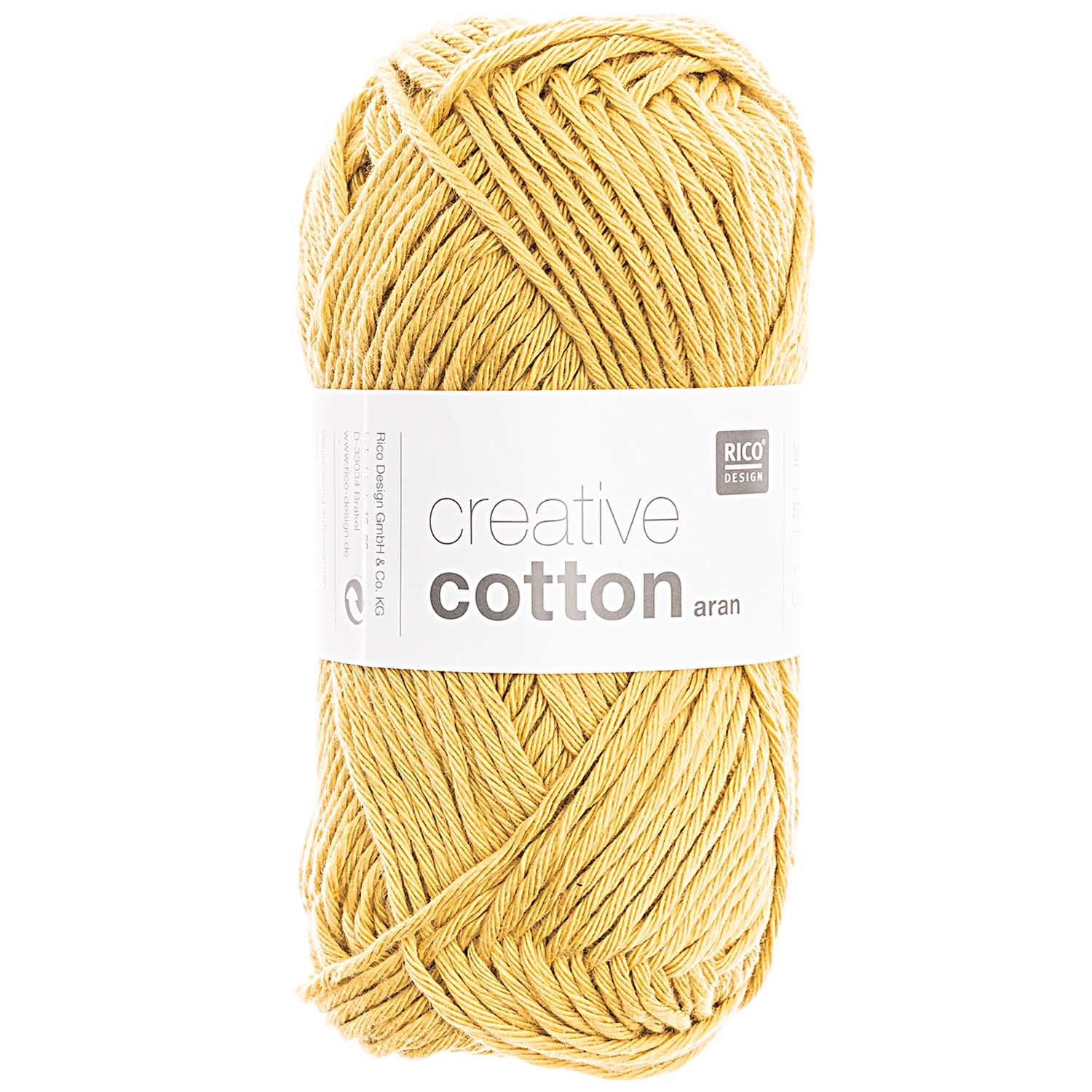 Rico Design Creative Cotton Aran Garn Blassgelb – 50 g, 85 m, Nadel 4 mm, 100% Baumwolle
