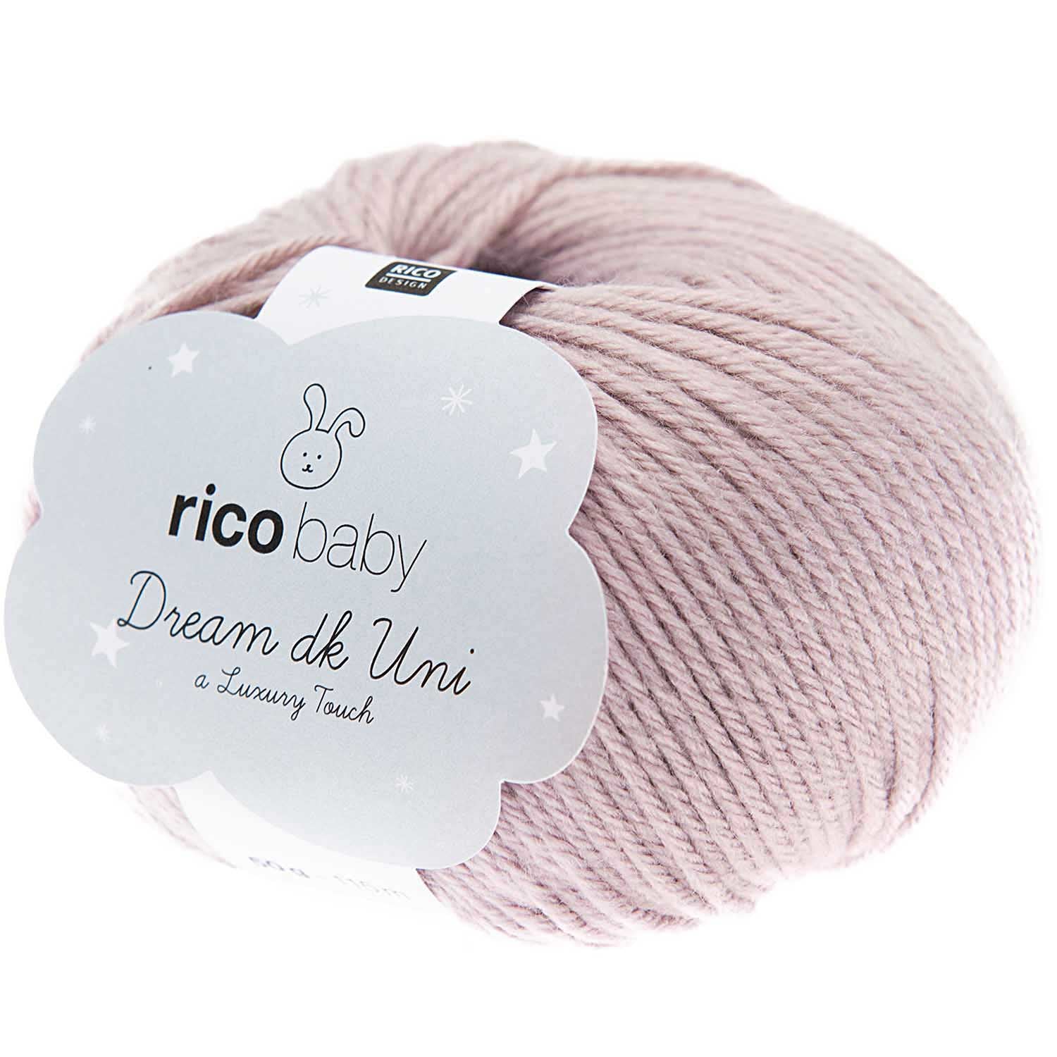 Rico Design Baby Dream DK Luxury Touch Uni Garn Flieder – 50 g, 115 m, Nadel 4 mm, 50% Polyamid/50% Polyacryl