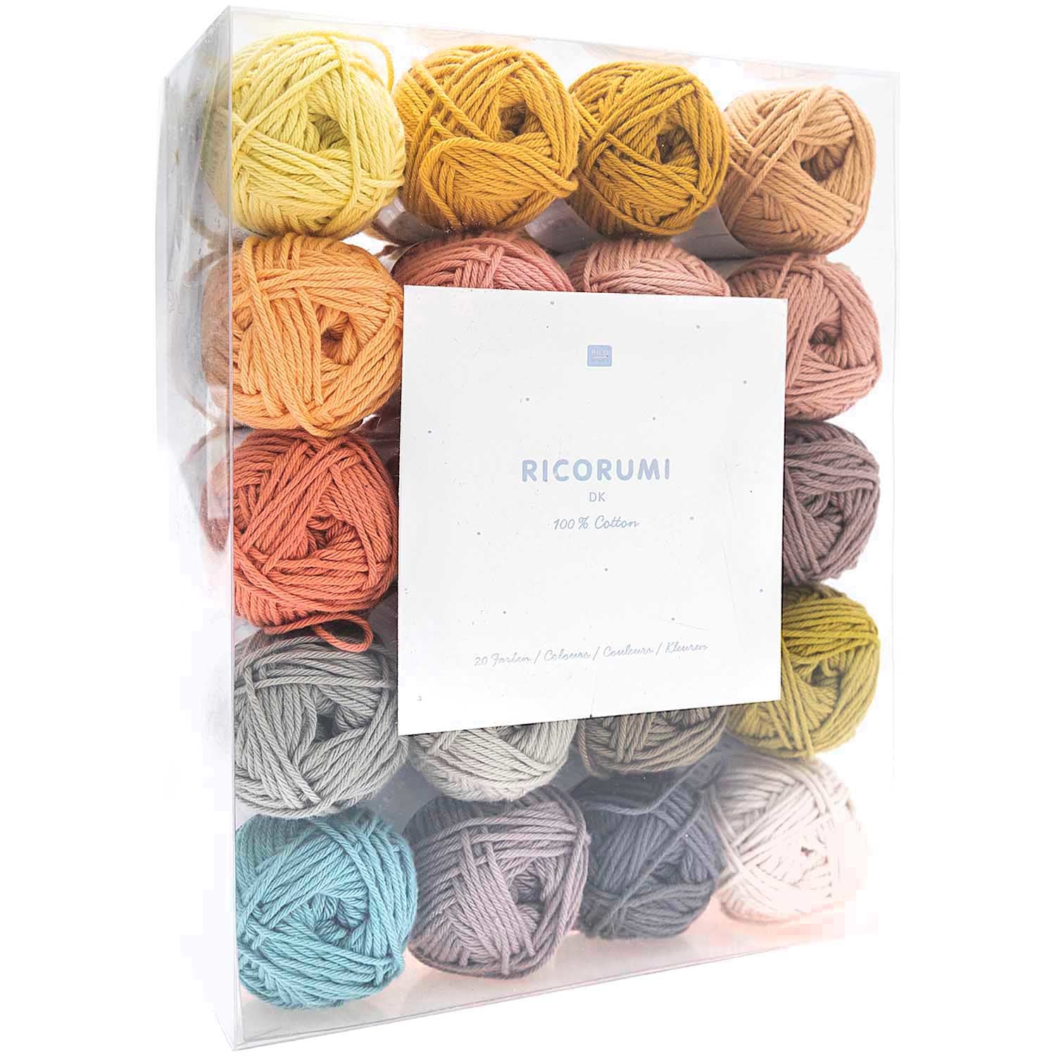 Rico Design Ricorumi Garn-Set Mehrfarbig – 20× 25 g, 57,5 m, 100% Baumwolle, Nadel 3 mm