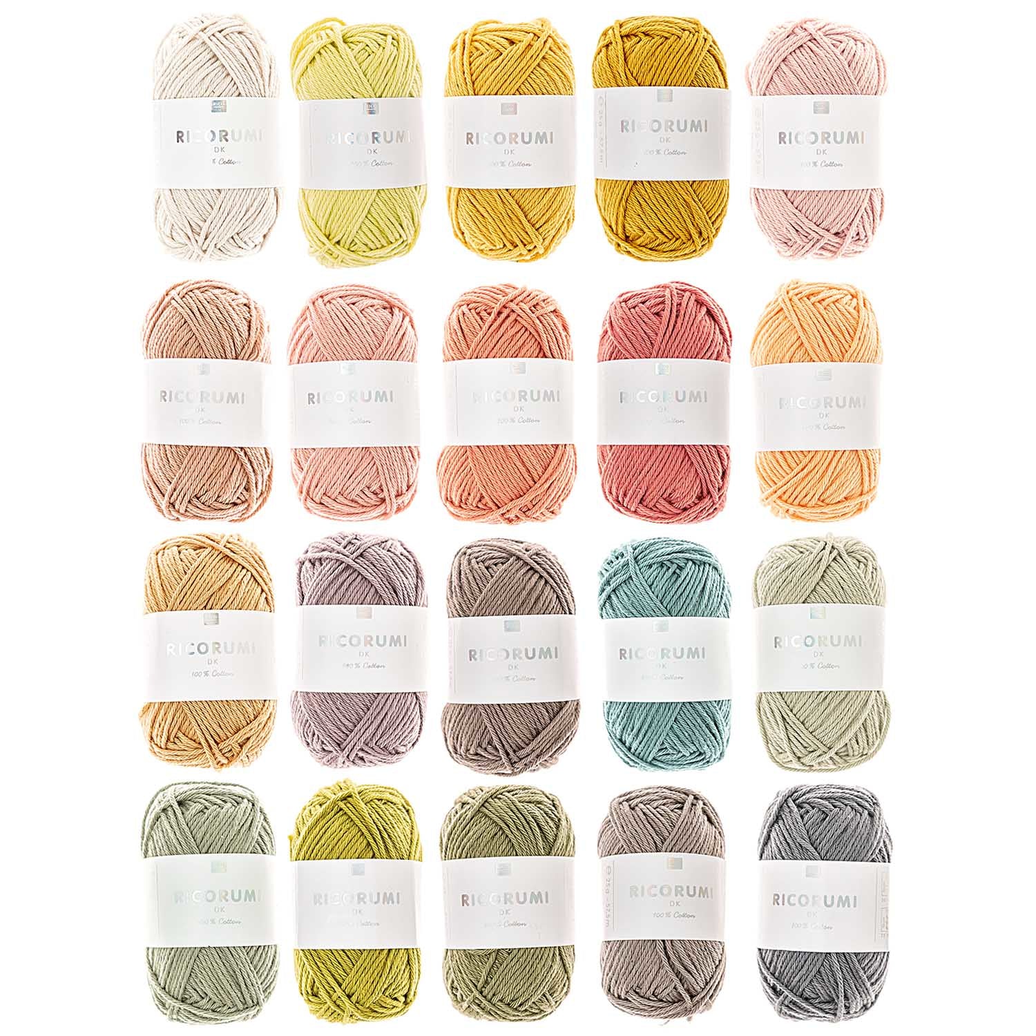 Rico Design Ricorumi Garn-Set Mehrfarbig – 20× 25 g, 57,5 m, 100% Baumwolle, Nadel 3 mm