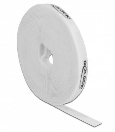 DeLOCK Klettband 10 m, 15 mm – Weiss