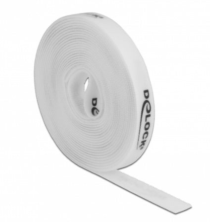 DeLOCK Klettband, 15 mm × 5 m – weiss