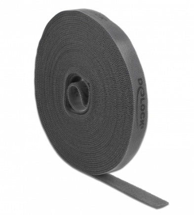 DeLOCK Klettband, 10 m, 15 mm – Grau