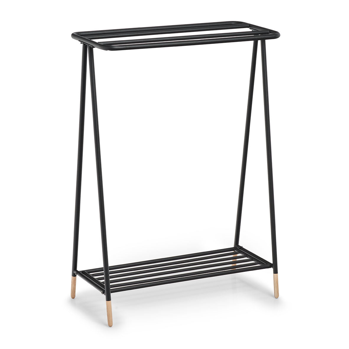 Zeller Present Handtuchständer 4 Arme – 60×30×85 cm, Eisen/Holz, Schwarz