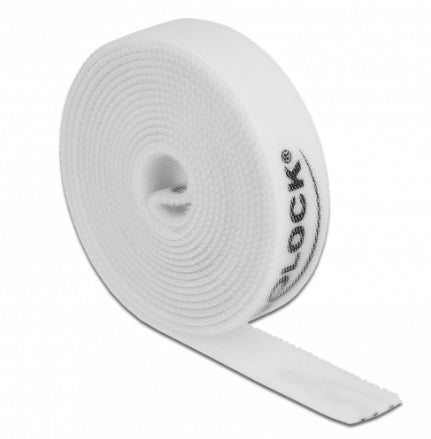 DeLOCK Klettband, 2 m × 15 mm – Weiss