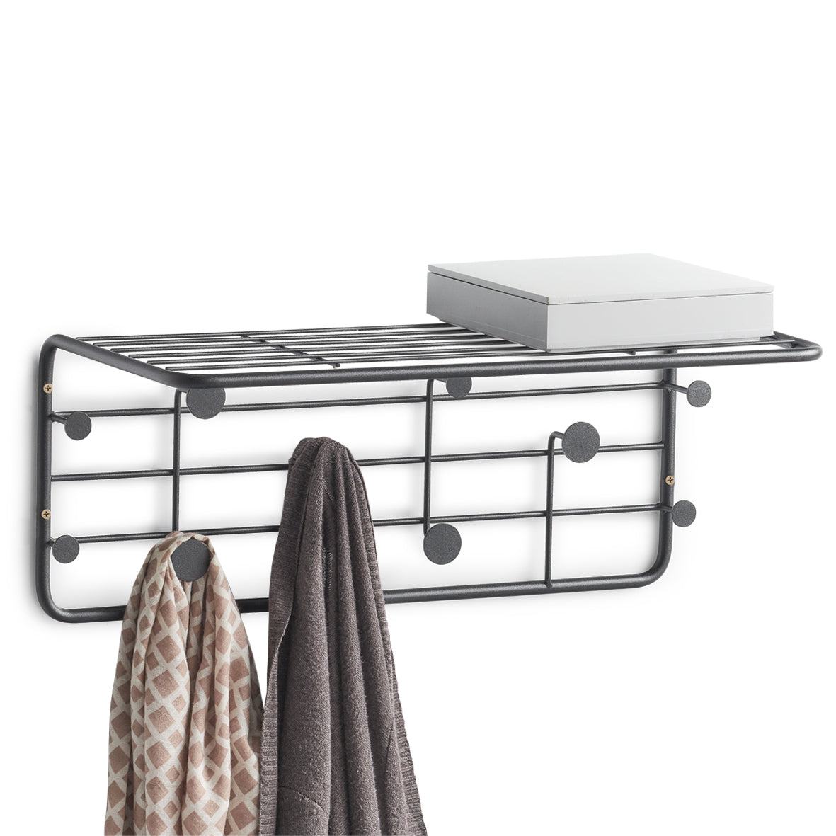 Zeller Present Wandgarderobe 10 Haken – Metall – Schwarz – 514 × 210 × 240 mm
