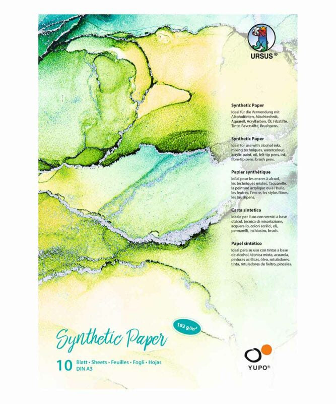 URSUS Synthetikpapier Yupo Malblock – A3 – 192 g/m² – 25 Blatt – wasserfest
