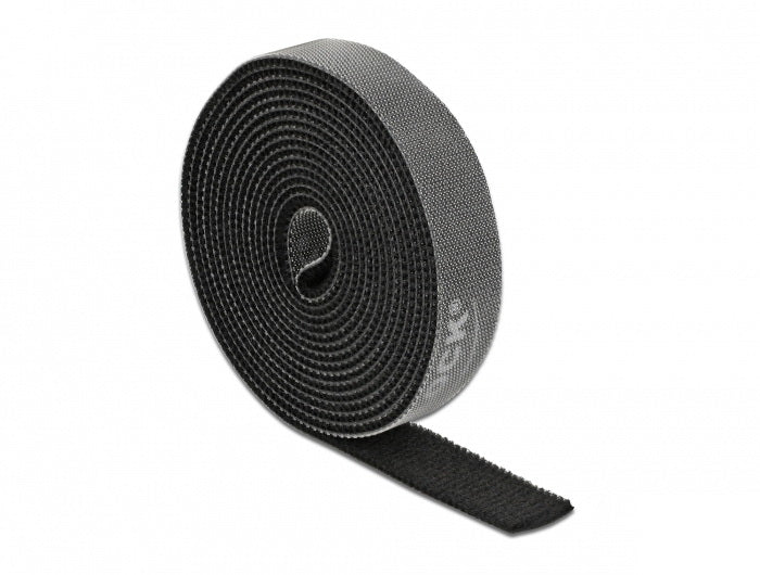 DeLOCK Klettband, 2 m × 15 mm – schwarz