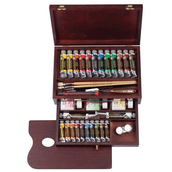 Royal Talens Rembrandt Malkasten Ölfarbe MASTER – 24 Farben, Holzkoffer & Zubehör