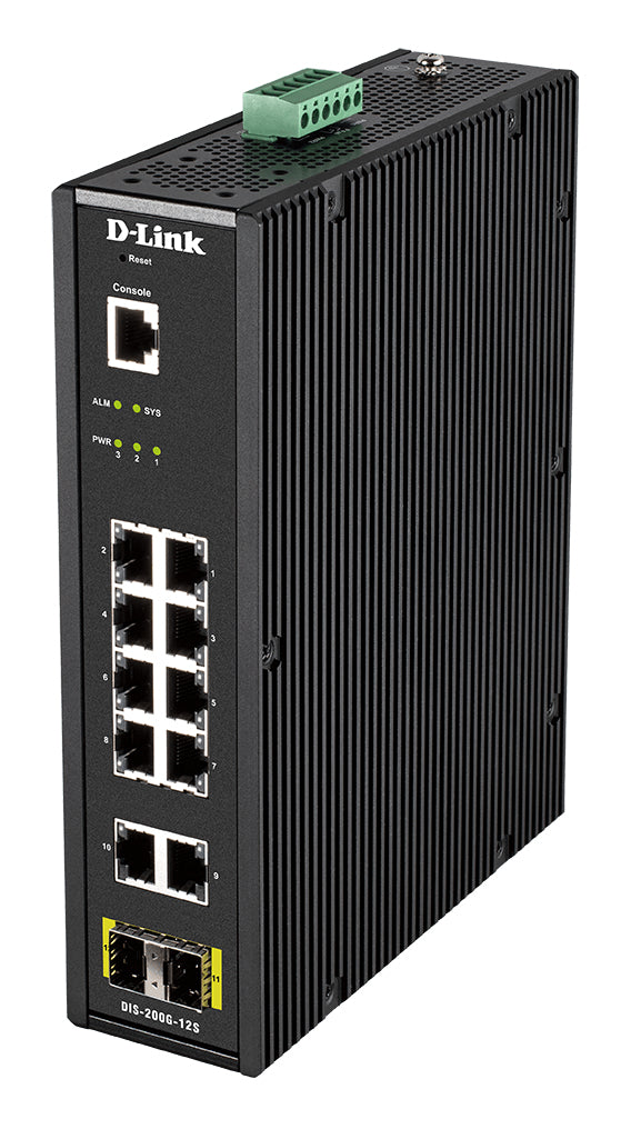 D-Link DIS-200G-12S – Managed L2 Switch – 10× 1G, 2× SFP, 19" Rack