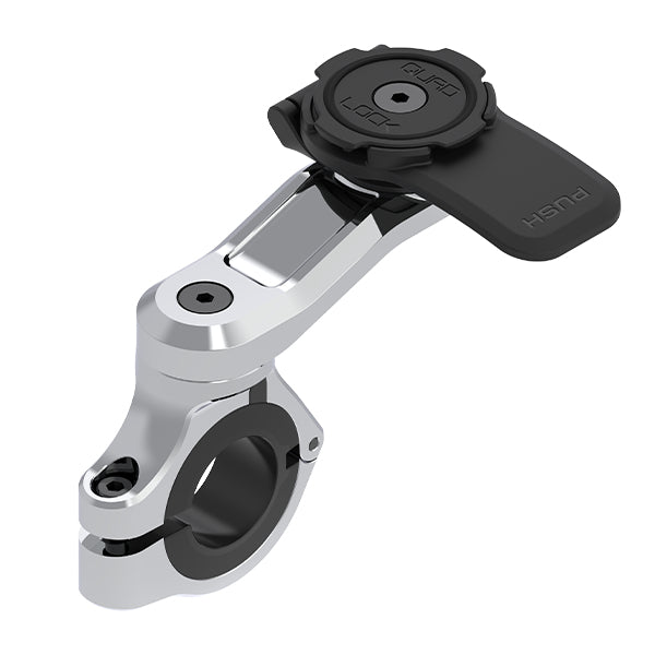Quad Lock Motorrad-Lenkerhalterung, Klemmhalterung, 360° drehbar – für Quad Lock Cases – Chrom, Aluminium