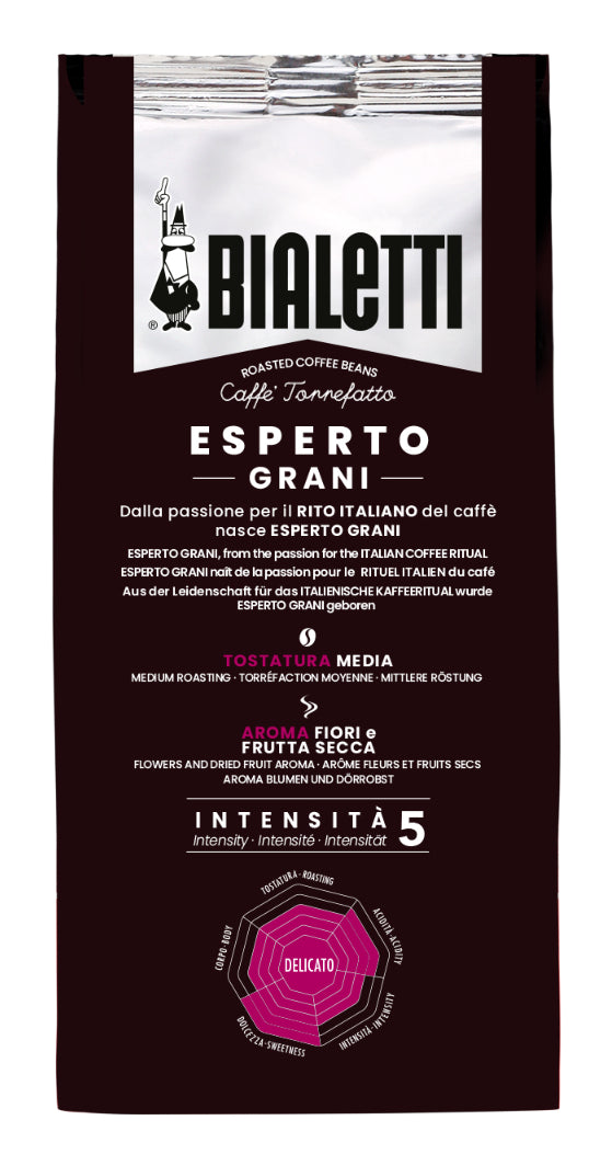 Bialetti Esperto Delicato – Kaffeebohnen – Espresso, Intensität 5, 500 g