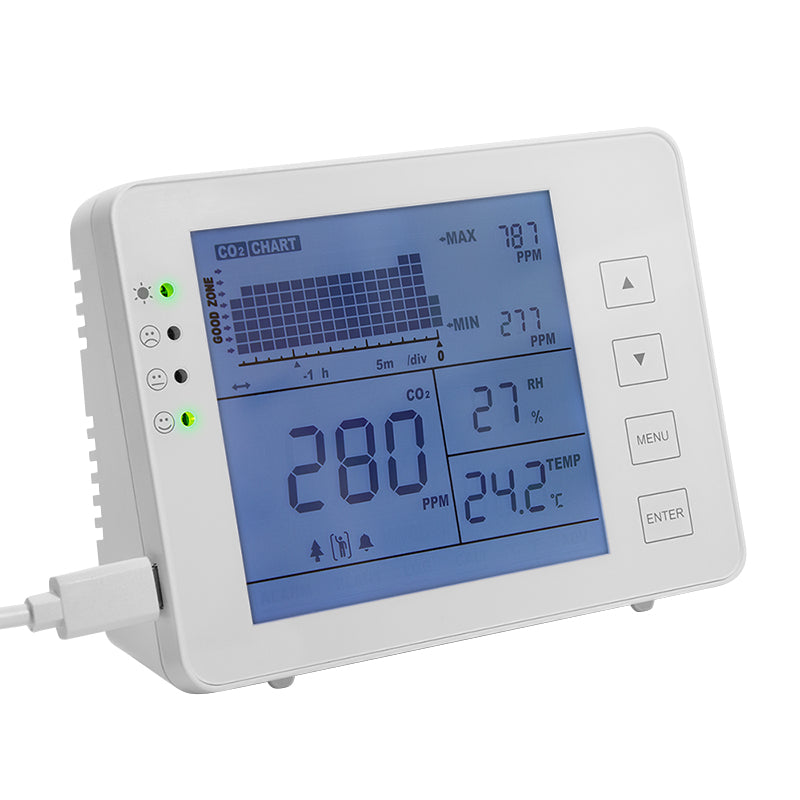 LogiLink Multisensor/Raumsensor, CO2, Temperatur & Luftfeuchte, LCD-Display – weiss