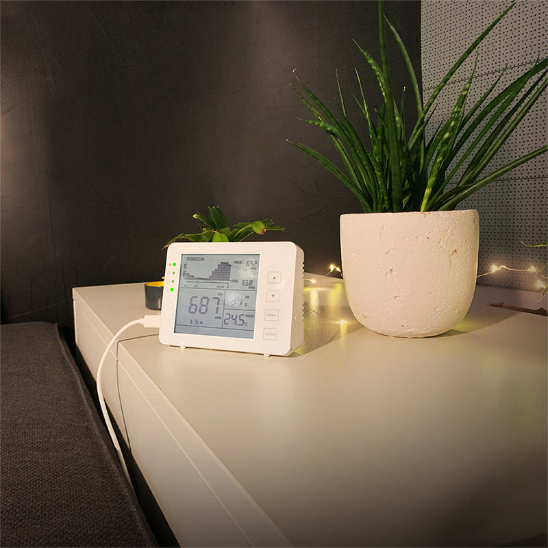 LogiLink Multisensor/Raumsensor, CO2, Temperatur & Luftfeuchte, LCD-Display – weiss