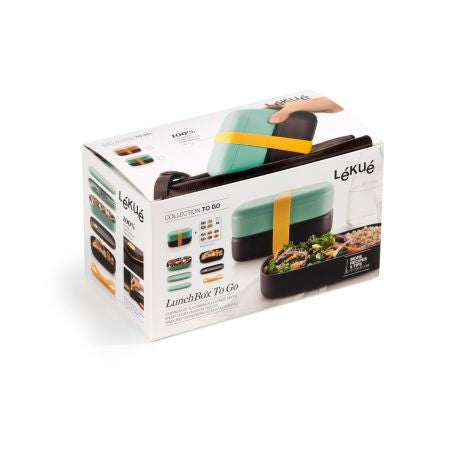 Lékué Lunchbox – 1 l, 10.0 × 19.2 × 11.0 cm, Kunststoff (PP), türkis, abnehmbarer Deckel, spülmaschinenfest