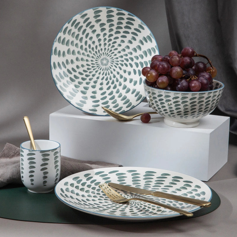 Lunasol Geschirrset – 24-teiliges Set, Ø 25/21,3/15,2/7 cm, Porzellan, spülmaschinenfest, mikrowellengeeignet