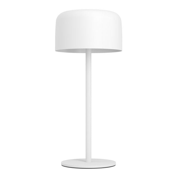 EGLO Tischleuchte Aussen – 30 cm, 270 lm, 3000 K – IP44 – Akku & Solar – Touch, USB-C, dimmbar – Weiss, Stahl