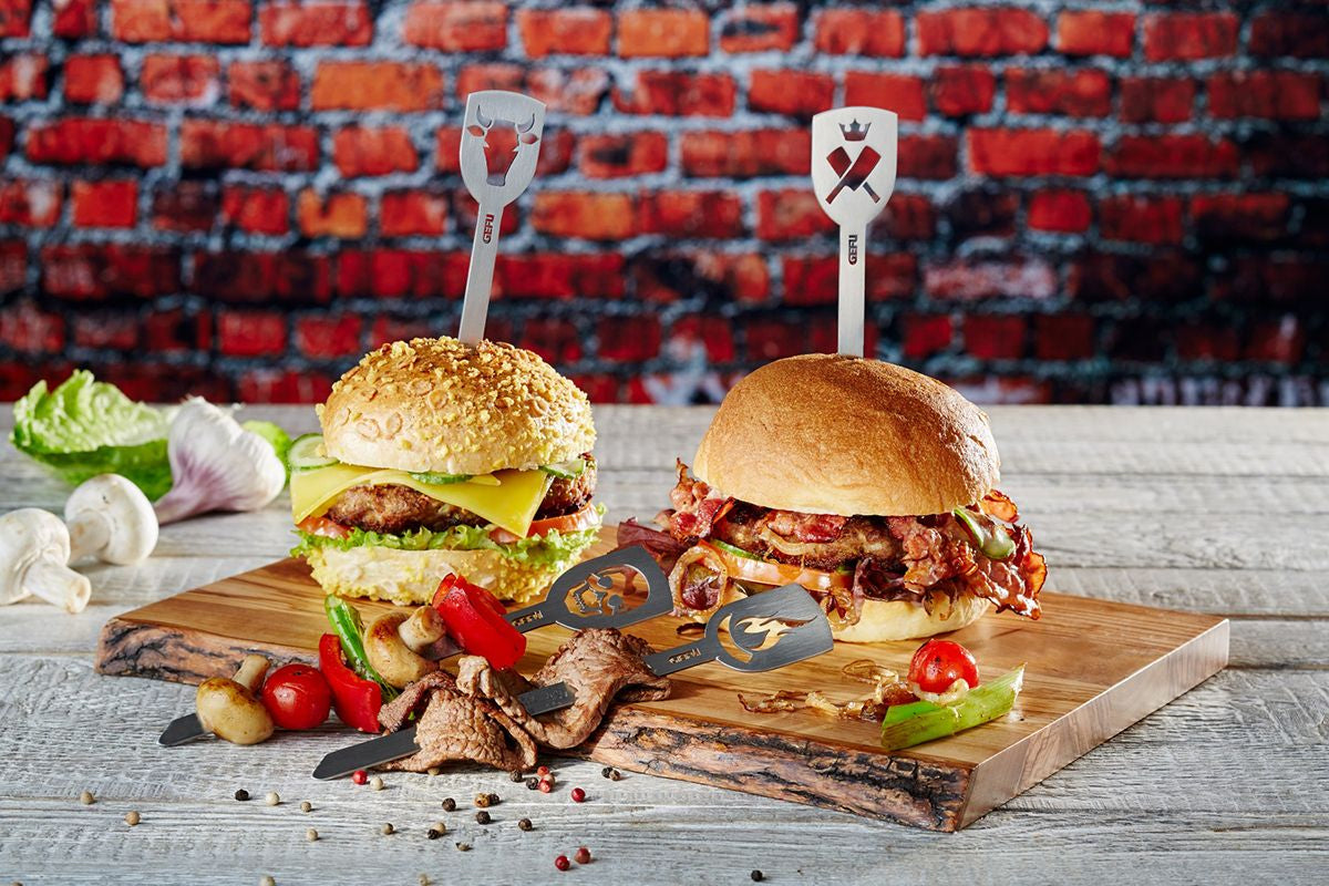 GEFU Burger-Spiesse 19 cm, 2er-Set, Edelstahl, Silber