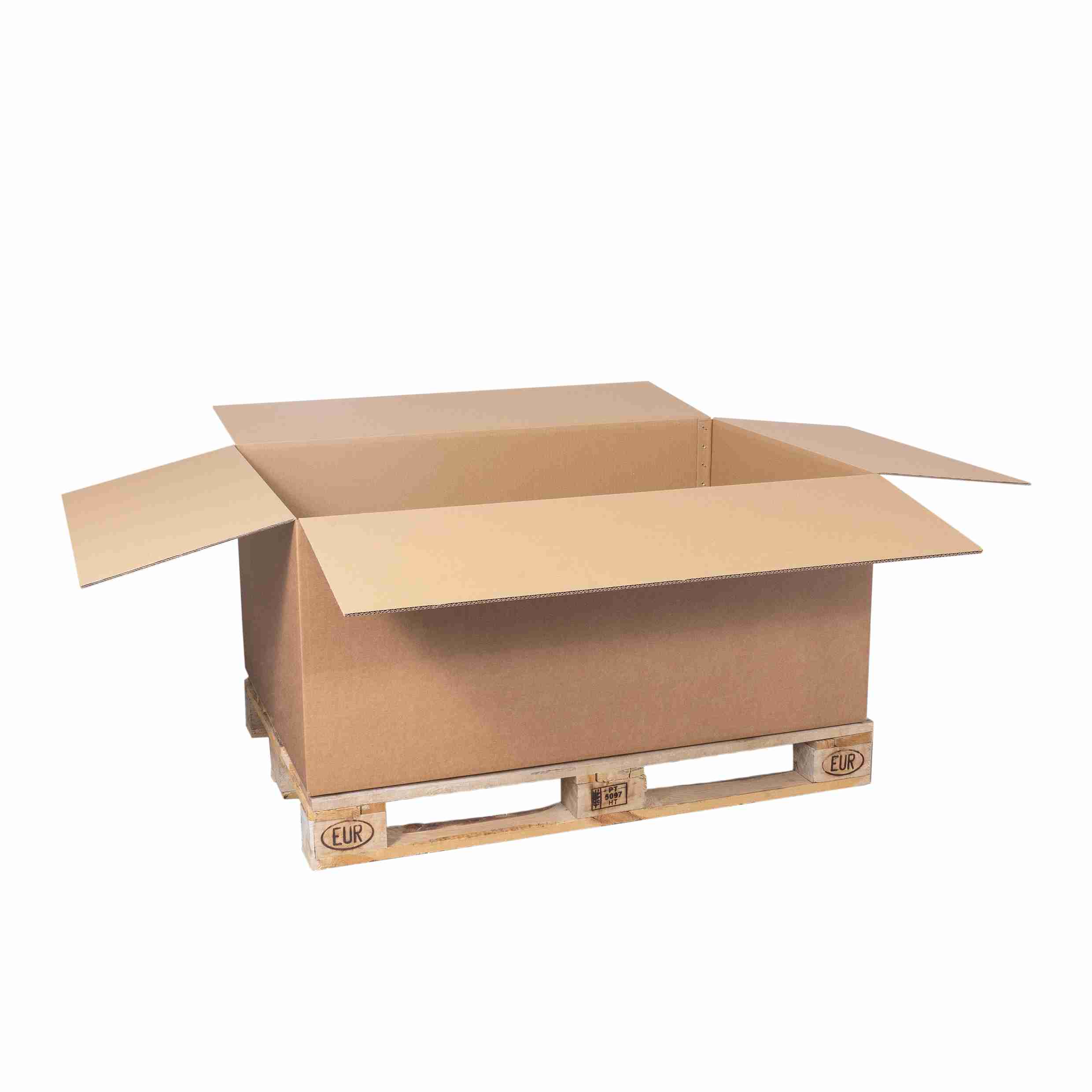 Model Palett- und Exportbox – 1'170 × 765 × 510 mm, braun, 2-wellig, selbstklebend – 1 Palette (100 Stk.)