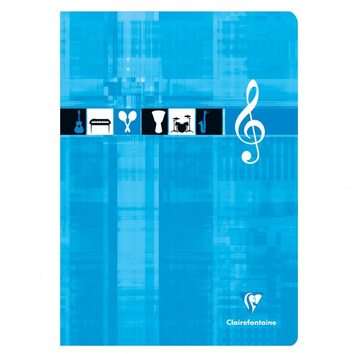 Clairefontaine Notenheft, Notenlinien, Klammerheftung, Karton, 48 Seiten, 90 g/m² – sortiert (orange, blau)