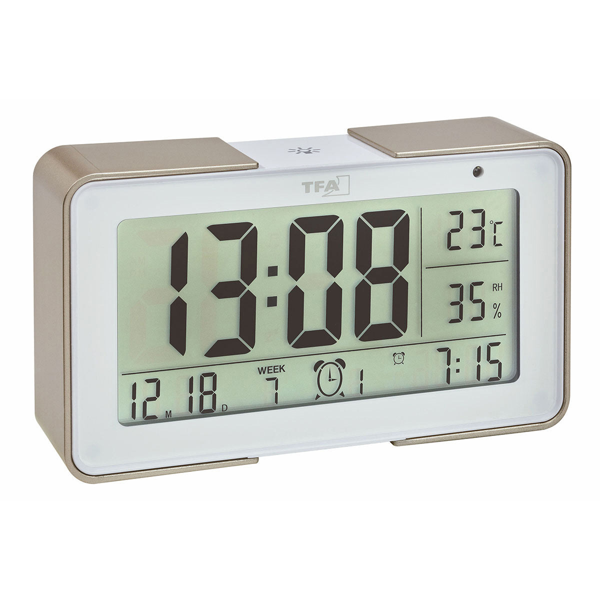 TFA-Dostmann TFA Dostmann Melody Digitalwecker – Funk, Thermometer, USB, 13,4 × 7,8 × 3,6 cm, weiss