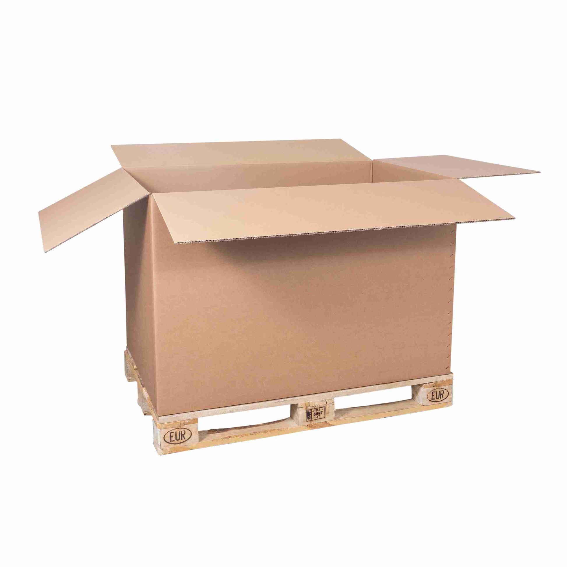 Model Palett- und Exportbox – 1'170 × 765 × 770 mm, braun, Wellkarton, 2-wellig – 1 Palette (100 Stk.)