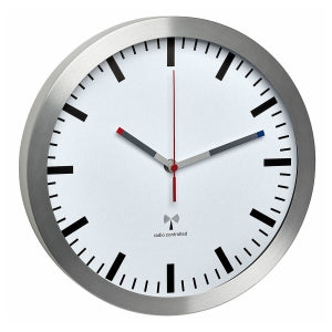 TFA-Dostmann TFA Dostmann Wanduhr – Funk, analog, lautlos, Ø 30 cm, Silber, Aluminium/Glas