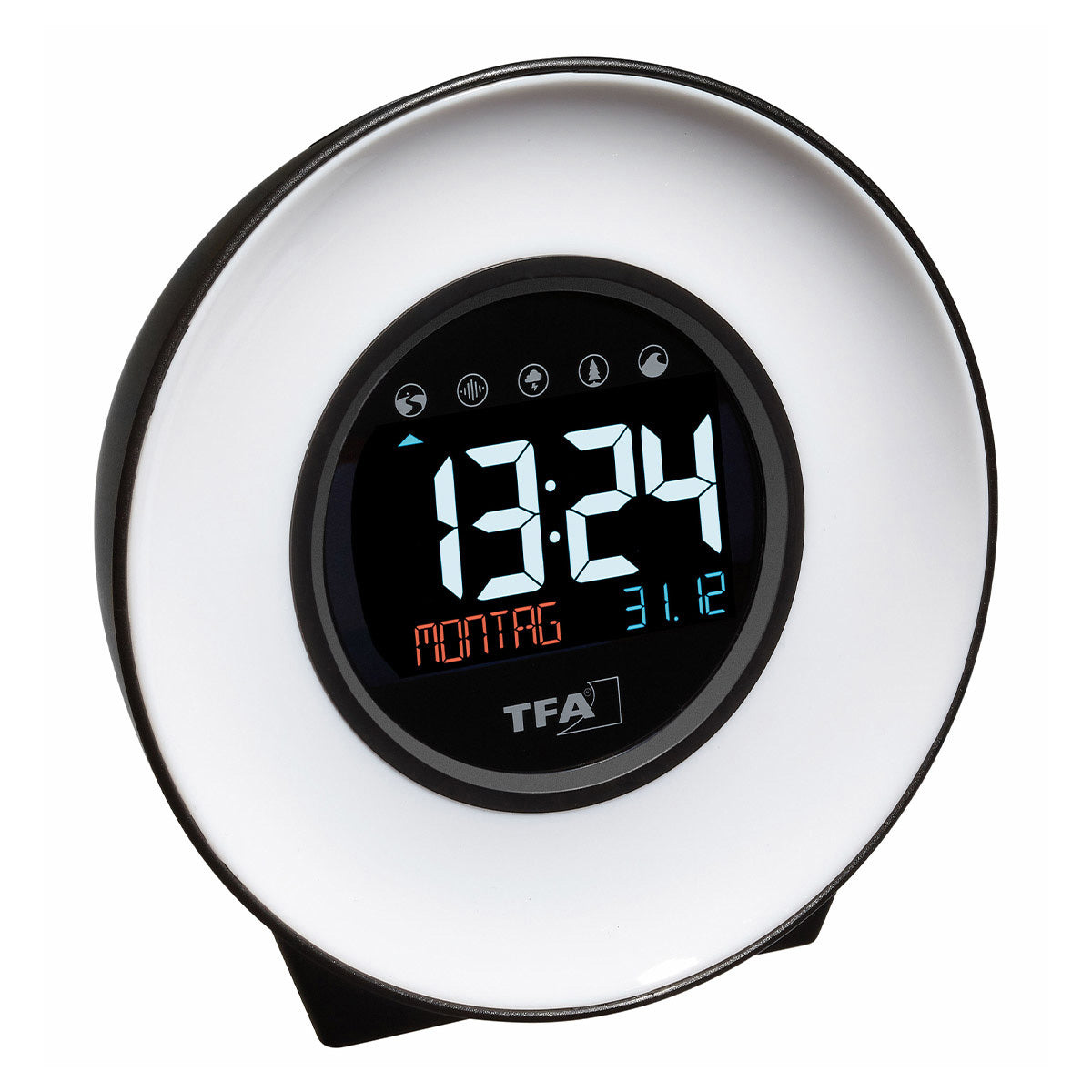 TFA-Dostmann TFA Dostmann MOODLIGHT Lichtwecker – Digital, Wecklicht, Schlummerfunktion, 13,8 × 13,9 × 9,2 cm, Mehrfarbig, Kunststoff