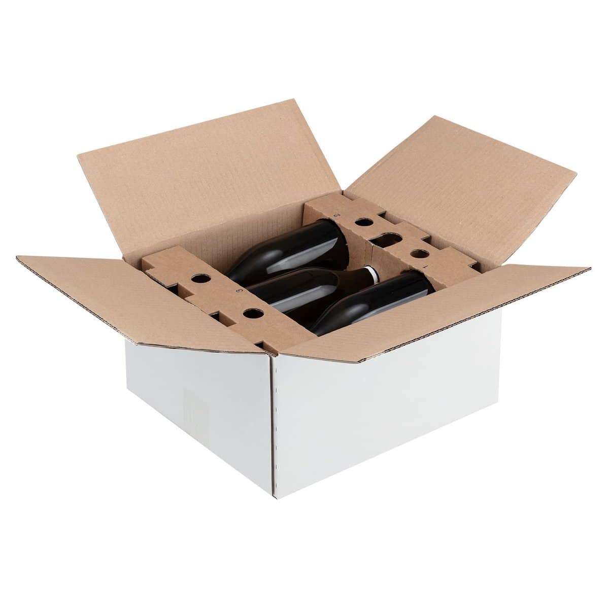 Brieger Versandverpackung VinoPac – für 6 Flaschen (0,7–1 l), mit 2 Einlagen, weiss