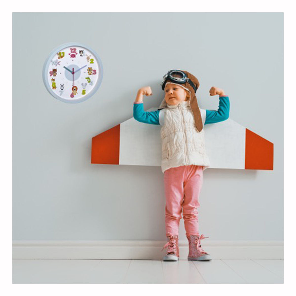 TFA-Dostmann TFA Dostmann Little Animal Wanduhr – Analog, lautlos, Ø 30,9 cm, mehrfarbig, Kunststoff