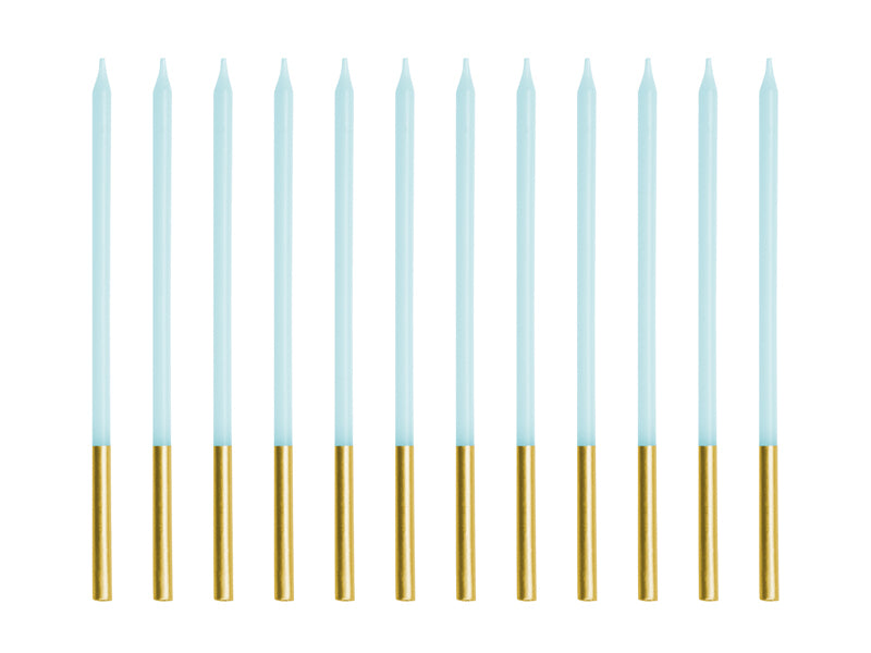 PartyDeco Geburtstagskerzen – Blau – 14 cm – 12 Stk