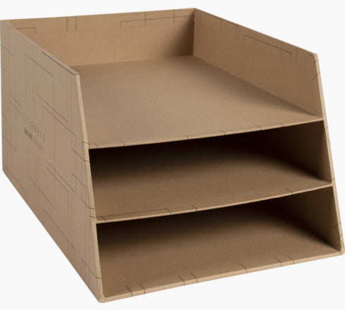 Exacompta Briefkorb – für A4, C4, 3 Fächer, mit Beschriftungsfeld, matt, braun, B 290 × H 190 × T 350 mm