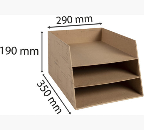 Exacompta Briefkorb – für A4, C4, 3 Fächer, mit Beschriftungsfeld, matt, braun, B 290 × H 190 × T 350 mm