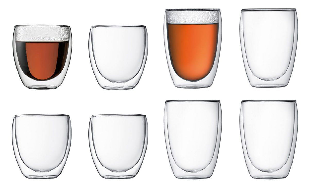 Bodum Pavina Glas-Set – 0,35 l, Borosilikatglas, transparent, doppelwandig, spülmaschinengeeignet, 8 Stück