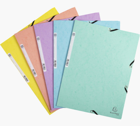 Exacompta Gummibandmappe Aquarel A4 – 3 Klappen, Karton, mehrfarbig, bis 250 Blatt, 5 Stk.