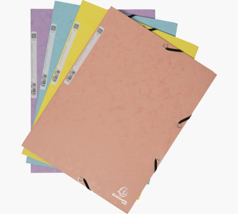 Exacompta Gummibandmappe Aquarel A4 – 3 Klappen, Karton, mehrfarbig, bis 250 Blatt, 5 Stk.