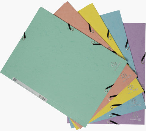 Exacompta Gummibandmappe Aquarel A4 – 3 Klappen, Karton, mehrfarbig, bis 250 Blatt, 5 Stk.